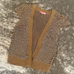 5/$25 - Lux Gold Sequin Cap Sleeve Cardigan - Med